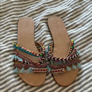 Vintage America Multicolor Beaded Sandals